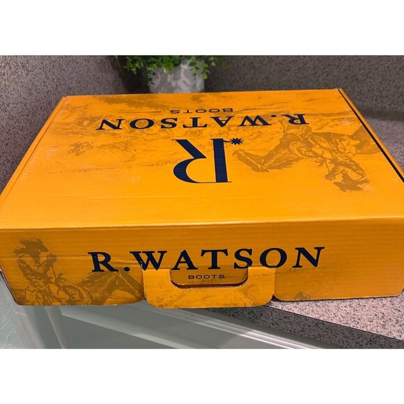 R. Watson Womens Cowboy Boots 9.5B Charcoal Roughout Dark Cherry Cowhide NEW - Picture 5 of 8